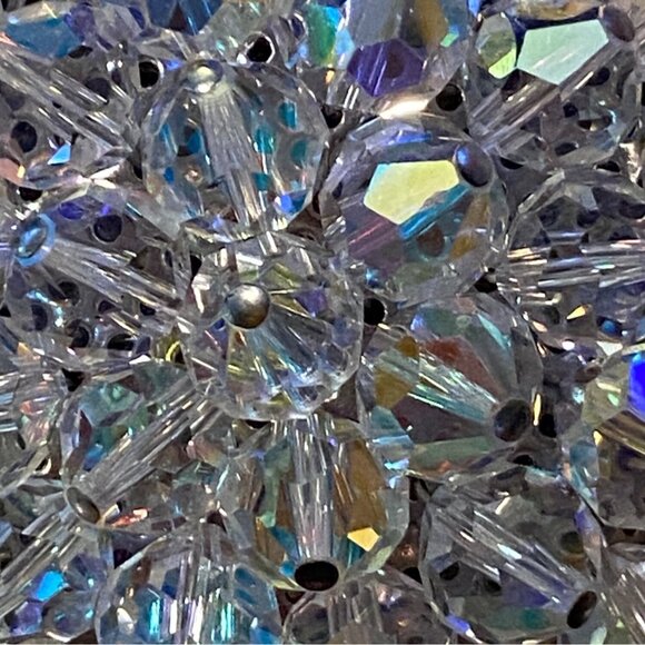 Vintage Aurora Borealis Crystal Flower Brooch Pin Jewelry - Picture 5 of 6